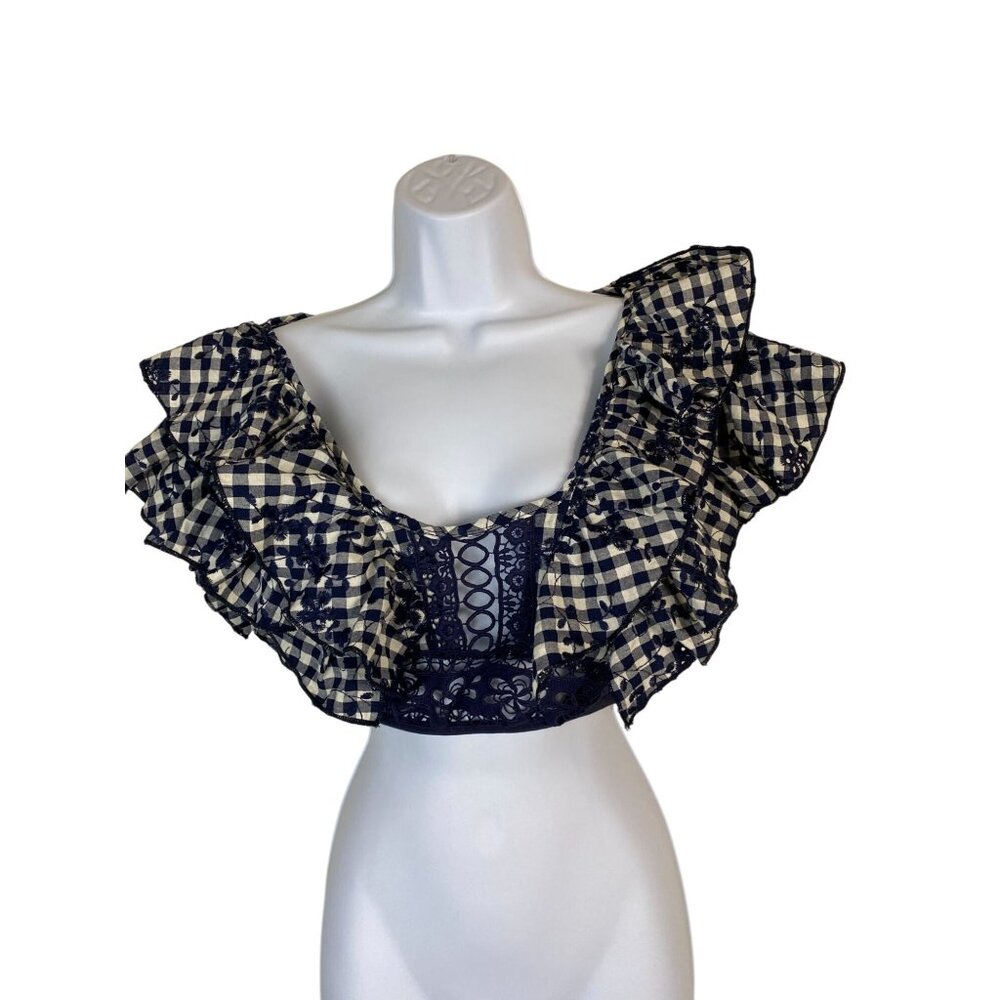 New Olivaceous Lace Crop Top Blouse Ruffled Sleeves Size Small Boho Cottagecore